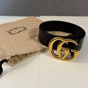 Gucci Gold GG Black Belt size 80 / 4 US